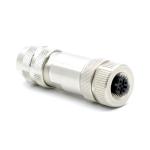 M12 socket straight B-cod. shielded by itself.