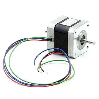 NEMA17 2-Phasen-Schrittmotor 1.8° 0.5Nm Litzen:4 1.3A 2-Wellenenden:5mm  