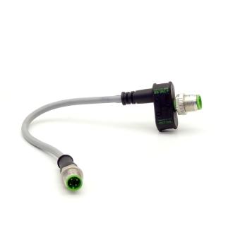 T-Coupler M12 female/M12 male+cable+M12 male A-cod 