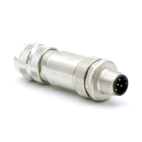2 x M12 plug straight B-cod. shielded screw terminals  New FS