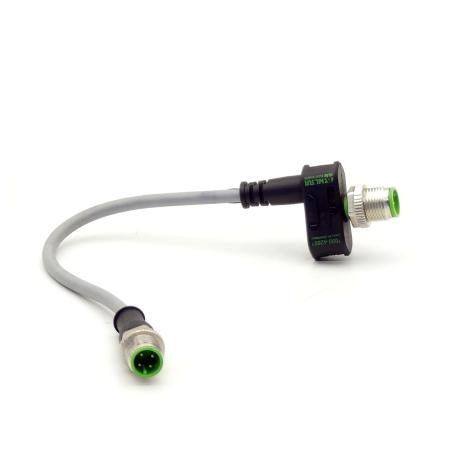 T-Coupler M12 female/M12 male+cable+M12 male A-cod  Used