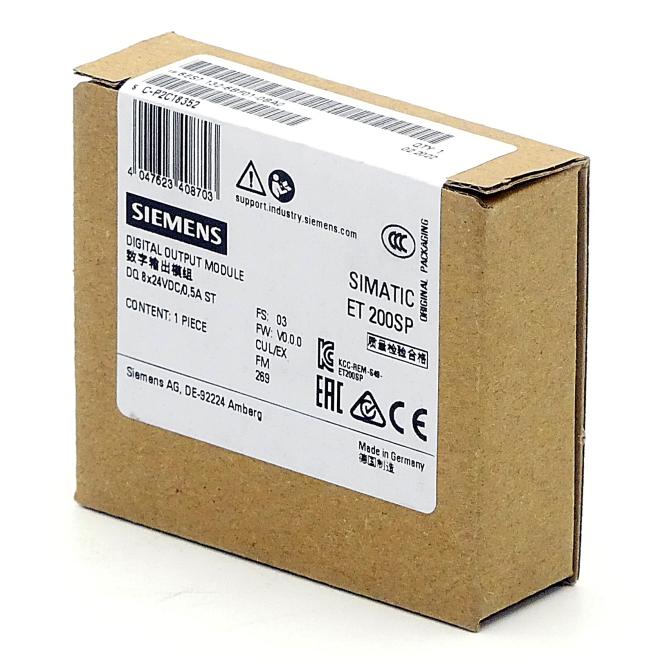 Siemens 6ES7132-6BF01-0BA0 ET 200SP, DQ 8x 24V DC/0.5A ST. PU 1 — Remote I/O & Communication