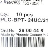 10x Relaissockel PLC-BPT- 24UC/21 