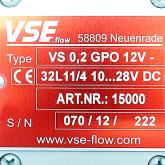 Durchflussmesser VS 0,2 GPO 12V-32L11/4 Neu