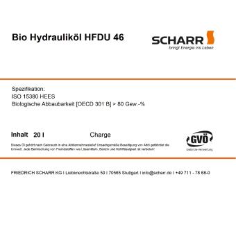 Bio Hydrauliköl HFDU 46  20 Liter