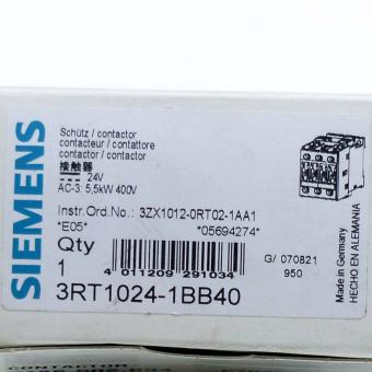 Sirius Schütz 3RT1024-1B 3ZX1012-0RT02-1AA1 