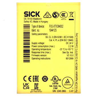 Safety controller Flexi Soft FX3-XTIO84002 