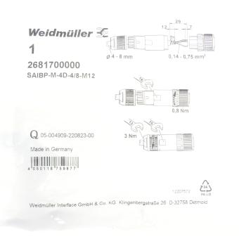 Steckverbinder SAIBP-M-4D-4/8-M12 