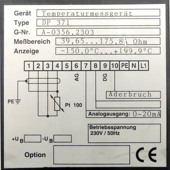 temperature measuring device DP 371 