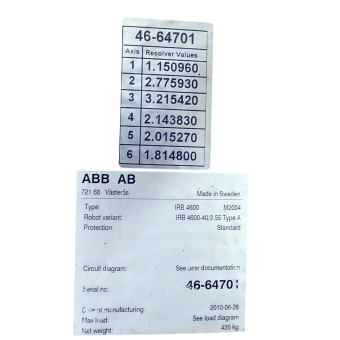 Robot with control and panel IRB 4600-40/2.55 Type A 