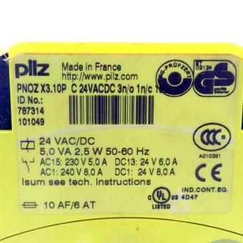 Sichheitesrelais PNOX X3.10P C 24VACDC 3n/o 1n/c 