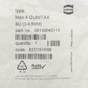 Socket insert Han 4 QUINTAX 