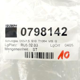 Schutzglas D55x1,5 S10 T1064 VIS Q 