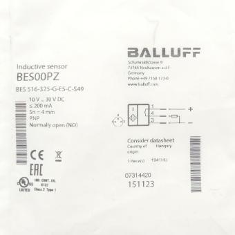Inductive standard sensor BES00PZ 