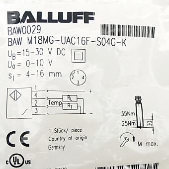 Cylindrical version with metric thread BAW M18MG-UAC16F-S04G-K 