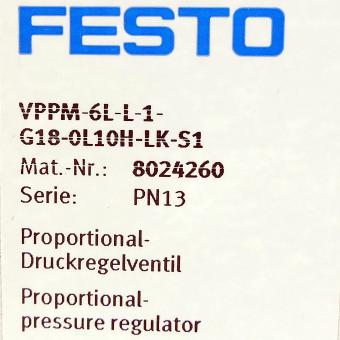 Proportional-Druckregelventil VPPM-6L-L-1-G18-0L10H-LK-S1 