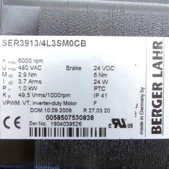 AC-Servomotor mit Multiturnencoder und Bremse SER3913/4L3SM0CB 