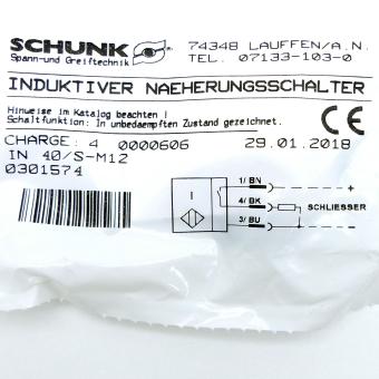 Induktiver Näherungsschalter  IN 40-S-M12 Neu