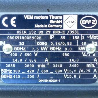 Three-phase motor K21R 132 SX 2T FNS-K 