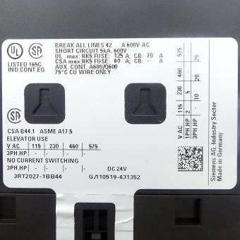 Power contactor 3RT2027-1BB44 