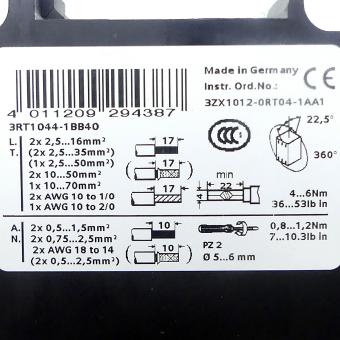 Power contactor 3RT1044-1BB40 