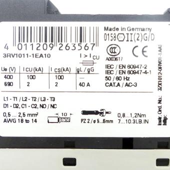 Circuit breaker 3RV1011-1EA10 New FS