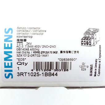 Contactor 3RT1025-1BB44 Used
