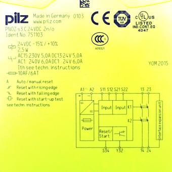 Sicherheitsrelais PNOZ s3 C 24VDC 2n/o 