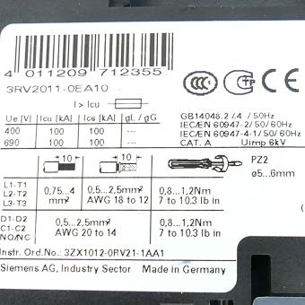 Circuit breaker 3RV2011-0EA10 Used