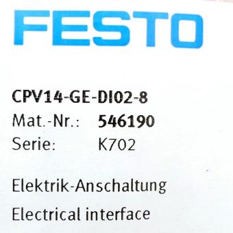 Electrical interface CPV14-GE-DI02-8 