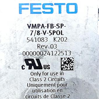 Supply plate VMPA-FB-SP-7/8-V-5POL 