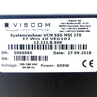 Systemcomputer VCM SSD MSI 270 I7 Win 10 VEG102 