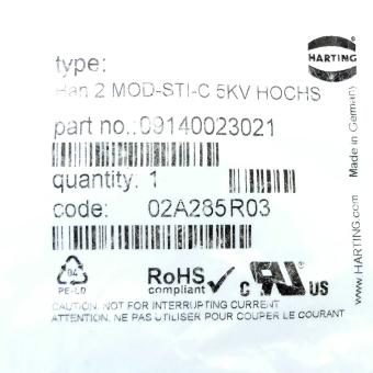 Plug-in connector module Han 2 MOD-STI-C 5KV HOCHS 