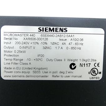 MICROMASTER 440 with built-in Class A filter 