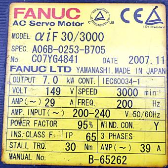 AC Servo Motor αiF 30/3000 Gebraucht