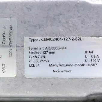 Elektro Zylinder CEMC2404-127-2-62L 