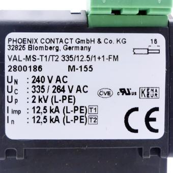 Surge arresters VAL-MS-T1/T2 335/12.5/1+1-FM 