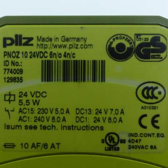 Not-Aus-Schaltgerät PNOZ 10 24VDC 6n/o 4n/c 
