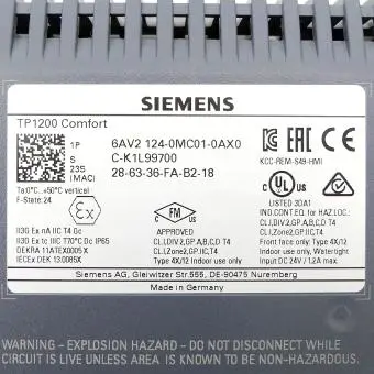 Touch Panel SIMATIC HMI TP1200 Comfort 