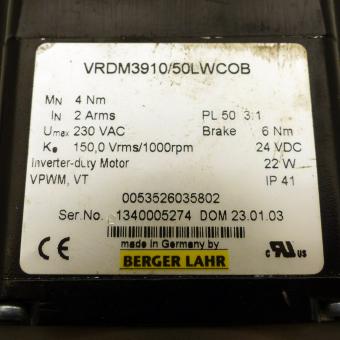 3-Phasen Schrittmotor mit Encoder, Bremse und Getriebe PL50 3:1 VRDM3910/50LWCEB 
