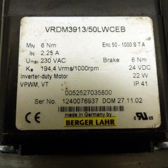 3-phase step motor with encoder and brake VRDM3913/50LWCEB 