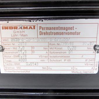 Permanentmagnet Drehstromservomotor 092B-0-0D-1-B/095-B-0/I500/ 