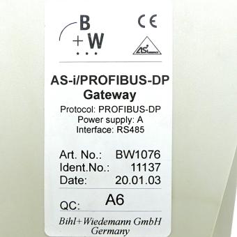 AS-i / PROFIBUS-DP Gateway BW1076 