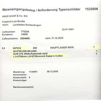 Aufladestab axial 647614 