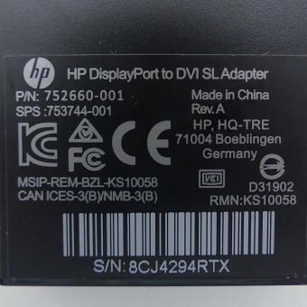 DisplayPort to DVI SL adapter 752660-001 