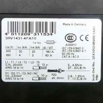 Sirius Motorschutzschalter 
