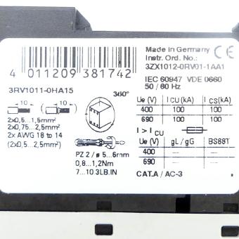 Leistungsschalter 3RV1011-0HA15 