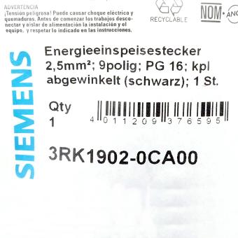 Power supply connector 3RK1902-0CA00 