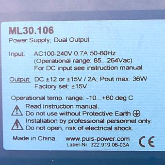 DIN rail power supply ML30.106 