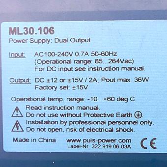 Hutschienen-Netzteil ML30.106 